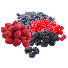 Blauwe bessen, frambozen, rode bessen of bramen